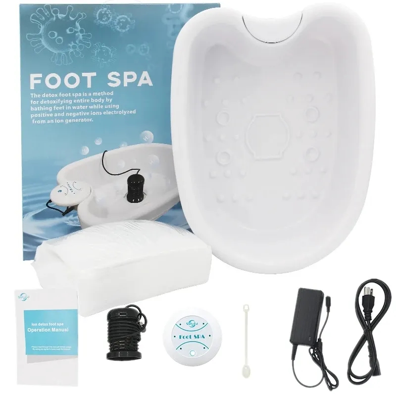 Spa Y Wellness - เครื่องนวดแช่เท้าดีท็อกซ์ไอออนิกพร้อมอ่างล้างหน้าสปาเท้าไฟฟ้าเครื่องนวดอาบน้ําเนื้อเยื่อลึกสะอาดอาร์เรย์การดูแลการสั่นสะเทือนที่สดใส