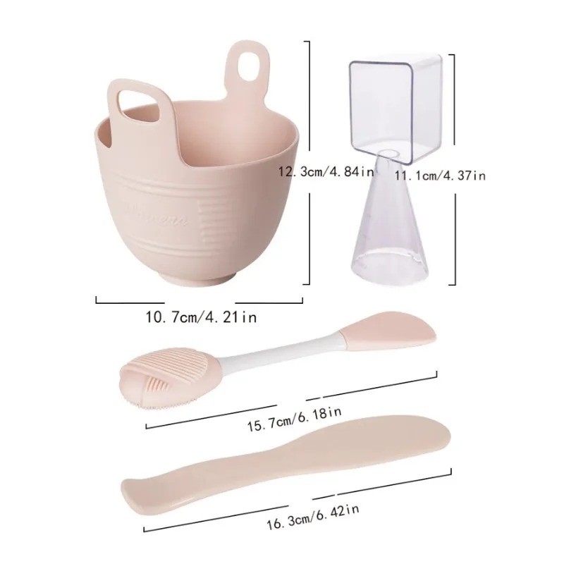 Face Mask Silicone - ชุดชามผสมซิลิโคนสำหรับทำมาส์กหน้า DIY พร้อมแปรงนวดสองด้าน